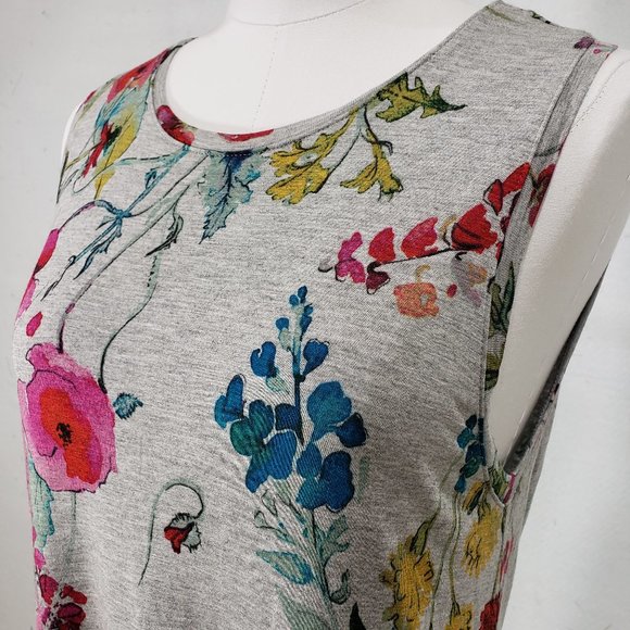 Gray Floral Rachel Roy Knit Open Back Dress Large - Picture 3 of 7